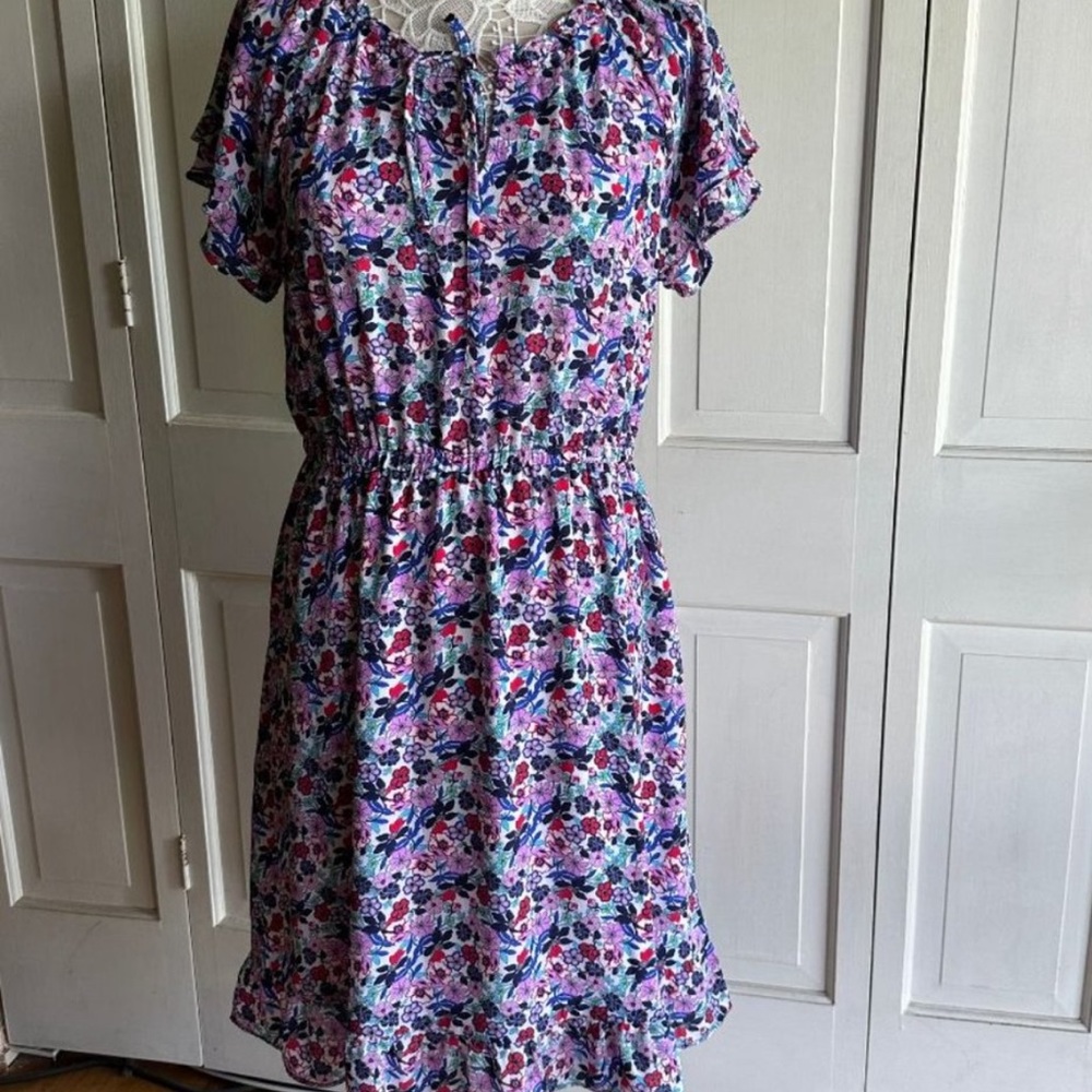 Talbots purple flowers dress size 12p